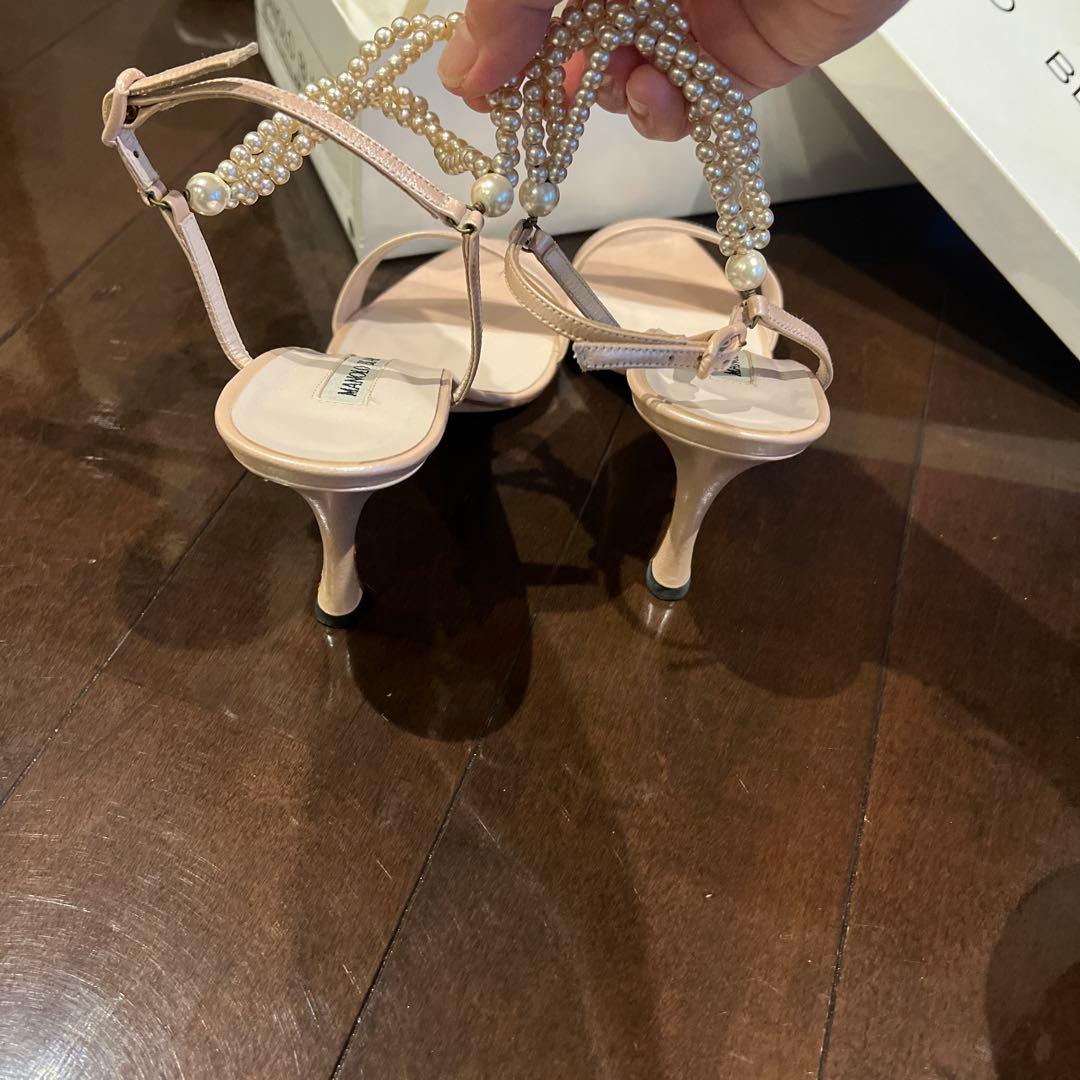 MANOLO BLAHNIK パールストラップサンダル 35.5