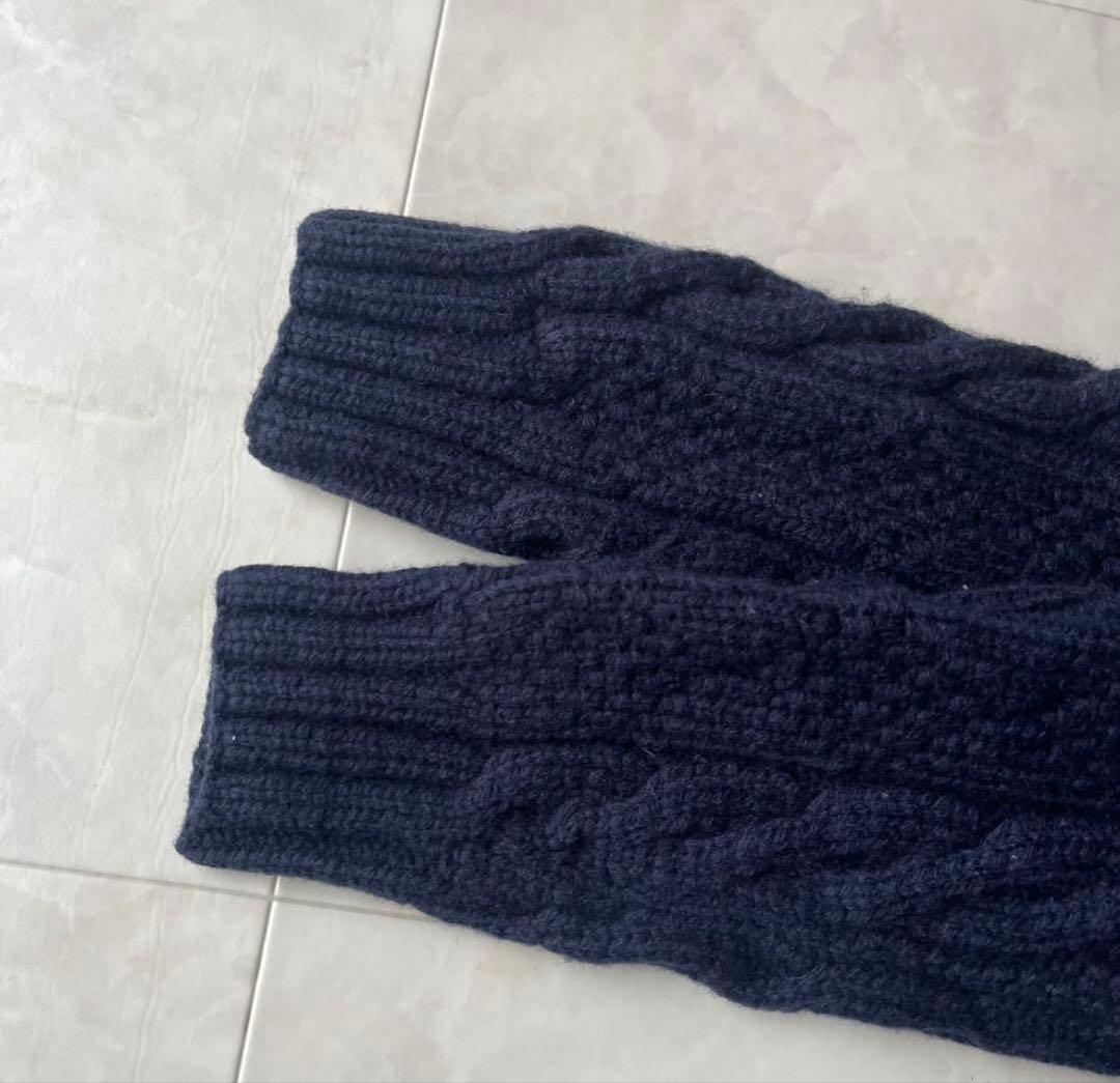 ポロラルフローレン ハンドニット 肉厚　タートルネックケーブル　紺 M ネイビー