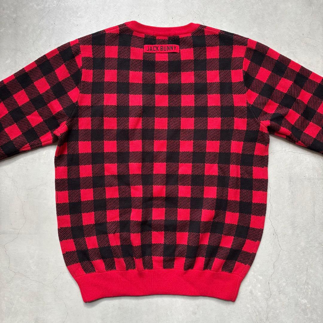 【美品】Jack Bunny!! ジャックバニー チェック柄 長袖ニットセーター
