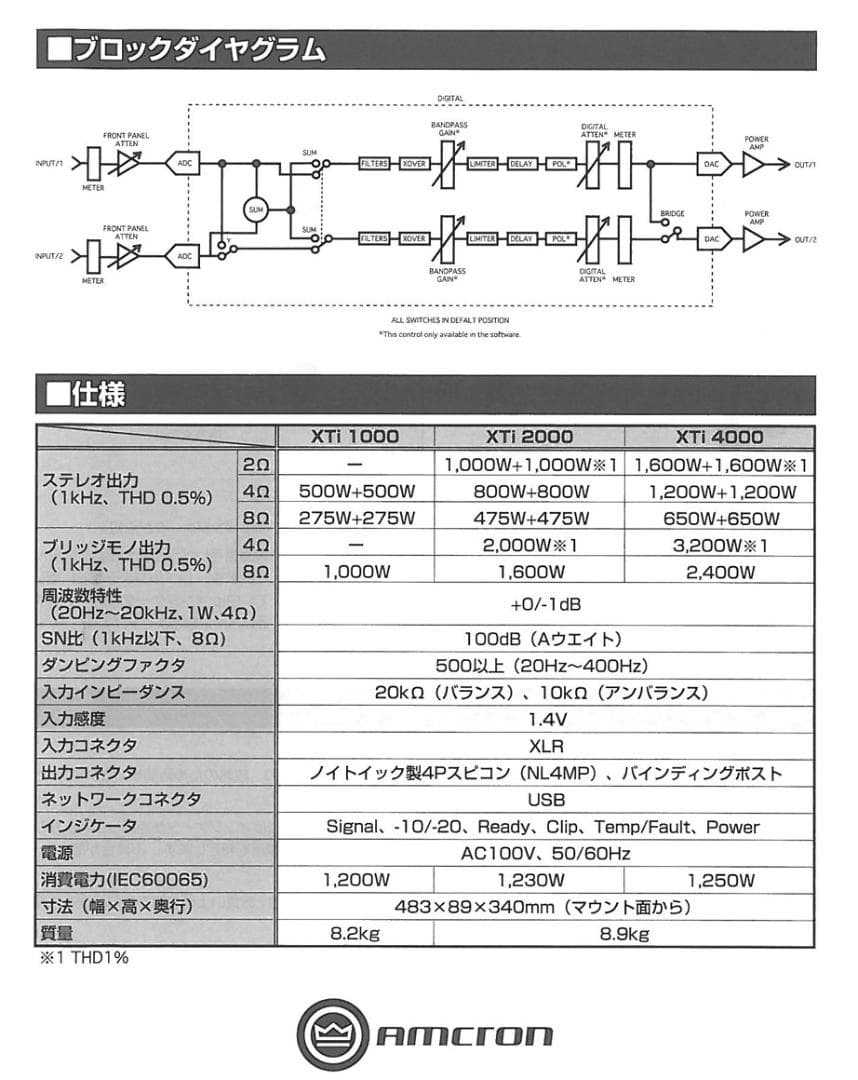 Crown XTi 2000 パワーアンプ 2台