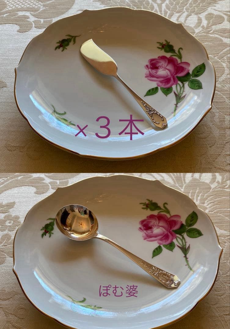 【Whiting／マダムジュメル】純銀 バターナイフ３本＋ブイヨンスプーン１本