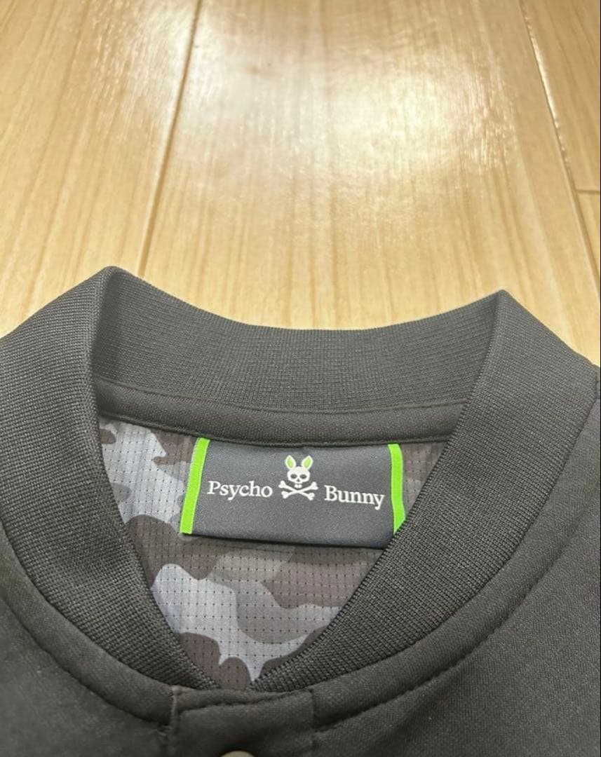 Psycho Bunny サイコバニー モックネック ゴルフウェア ロゴ刺繍 黒