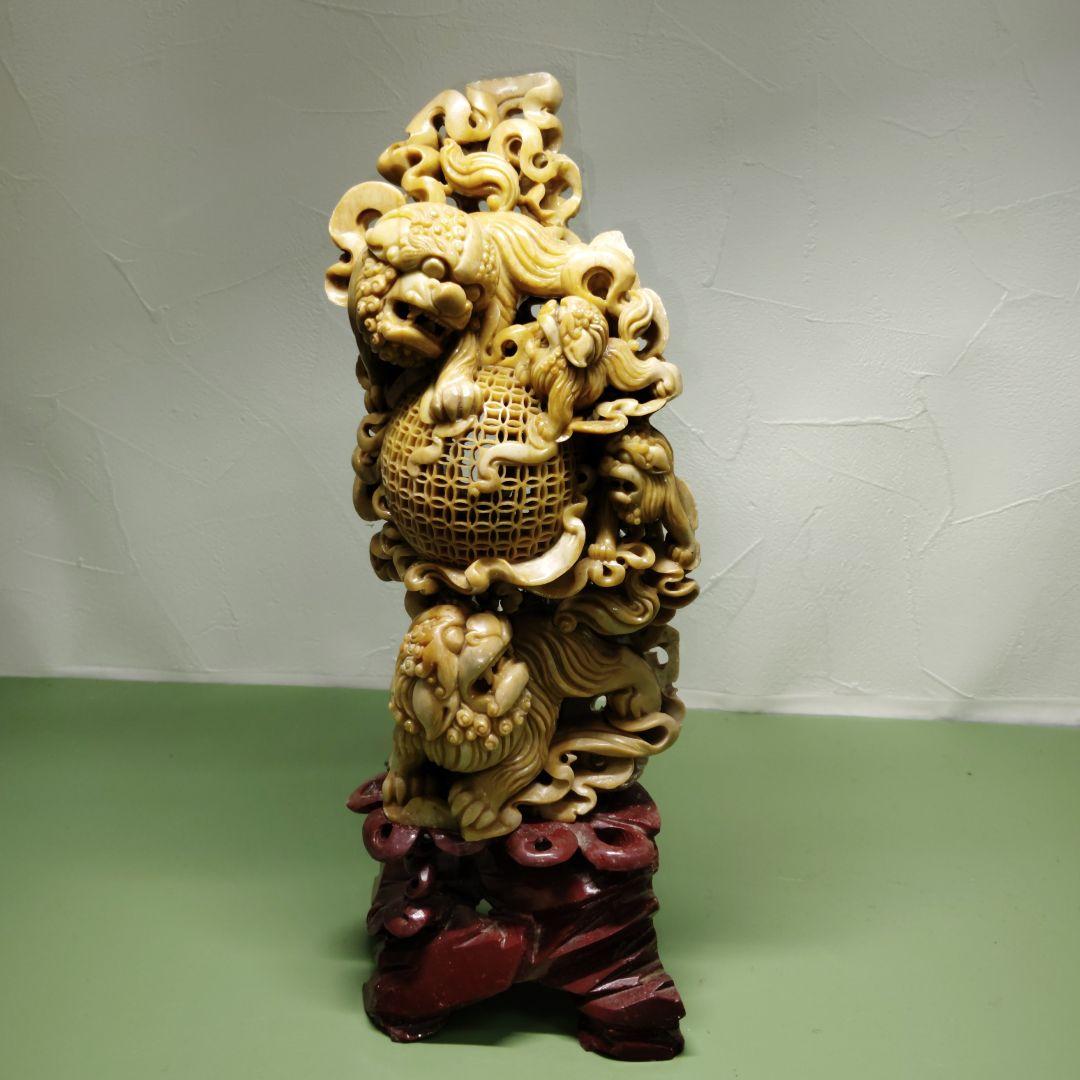 中国美術? 石彫刻 獅子 狛犬 置物 オブジェ インテリア