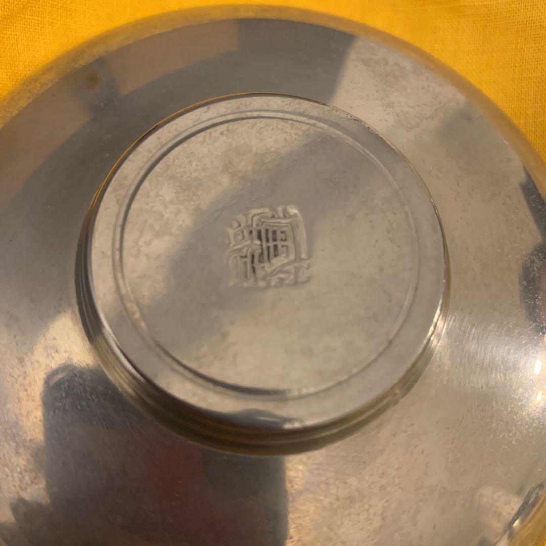 秦蔵六 純錫園式茶托　５客揃 煎茶道具 蔵苑造在銘 共箱 園式、静壽居 純錫茶托