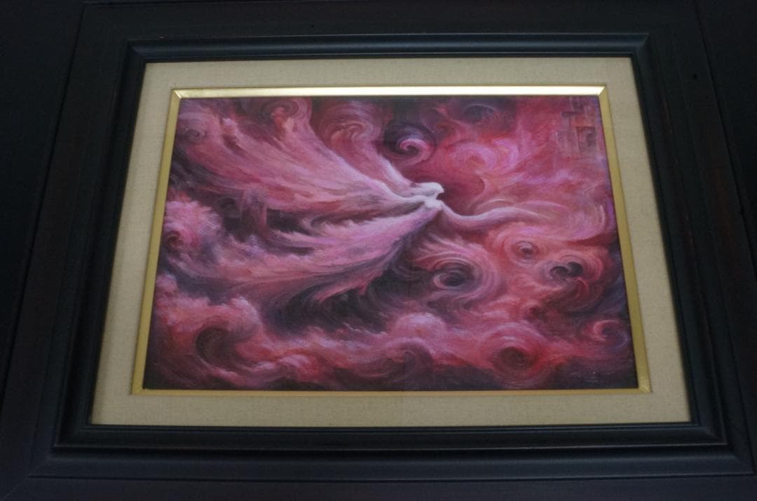 0002　絵画　幻想的　ピンク　額縁
