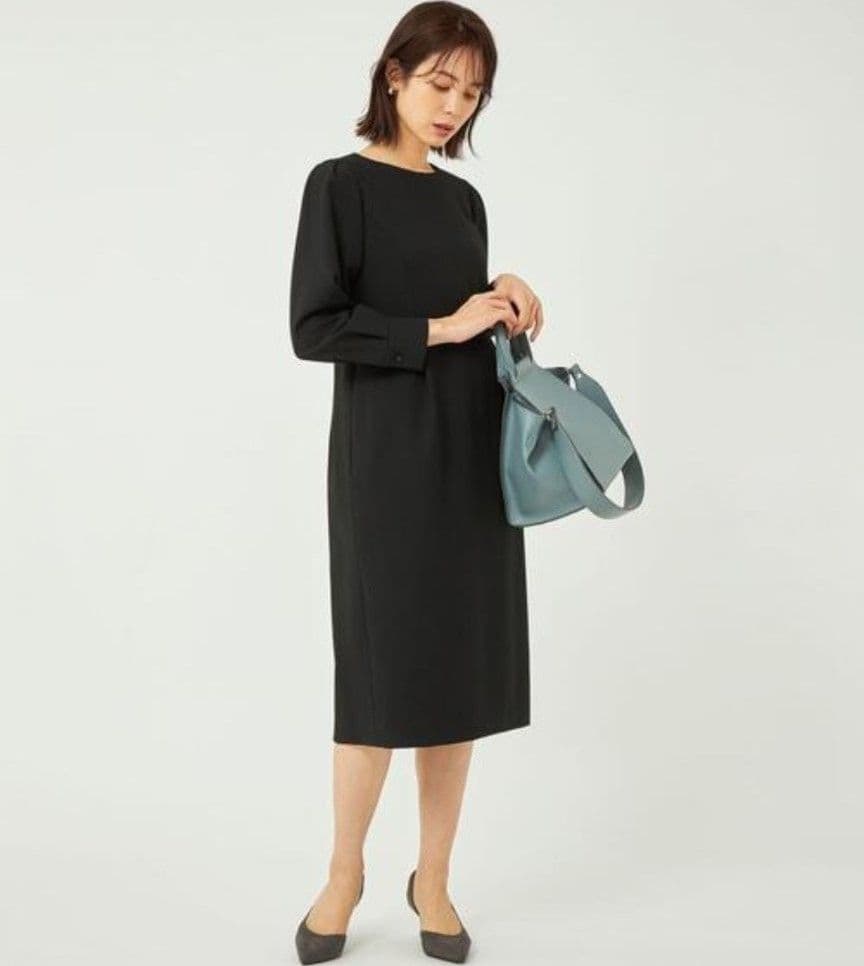 グリーンレーベルリラクシング ダブルクロス ワンピース 長袖ワンピース 黒