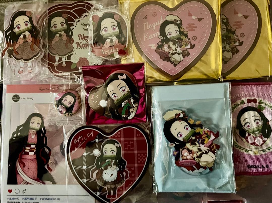 鬼滅の刃 ufotable 禰豆子 バレンタイン 缶バッジ アクリルスタンド