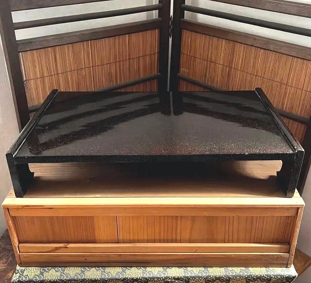 天然時代木 総梨地塗り 花台 香台 盆栽台 共箱付き