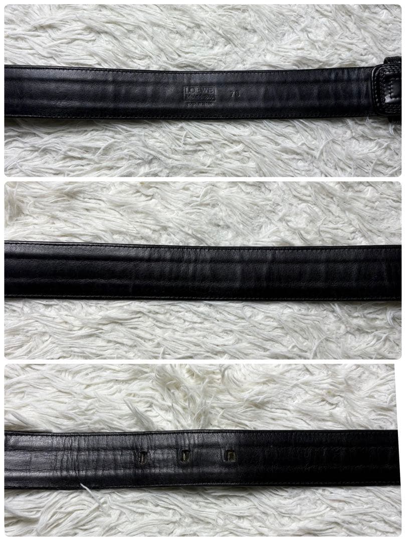 LOEWE ロエベ　アナグラム　黒 レザー 太ベルト サイズ70 スペイン製