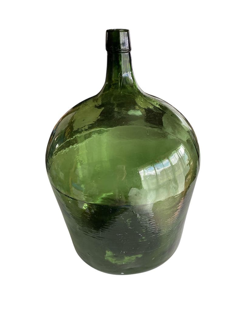 昭和レトロ 特大デミジョンボトル ガラス瓶 緑 花瓶 アンティーク 高さ47cm