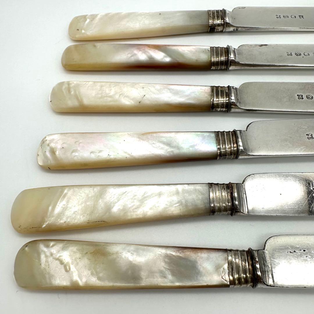 英国製/白蝶貝 マザーオブパール フルーツナイフ＆フォーク 24本 木箱入