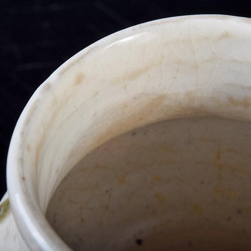 中国　磁州窯白釉　褐彩　双耳小壷　C　R8242