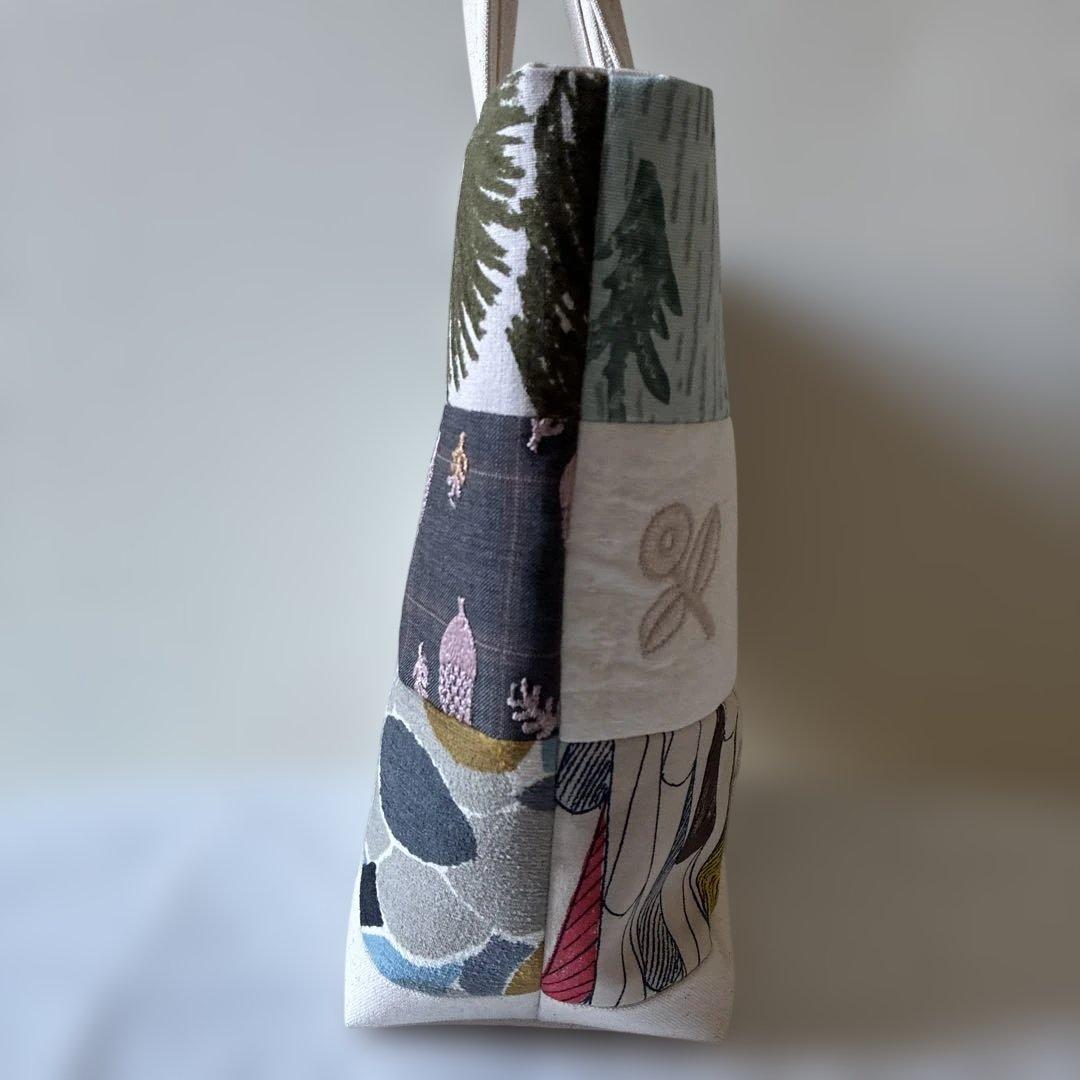 ミナペルホネン 生地使用　パッチワークトートバッグ　お散歩バッグ　rosy