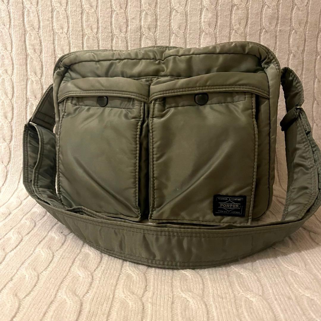【美品✨】PORTER ポーター タンカー 2層 ショルダーバッグ カーキ