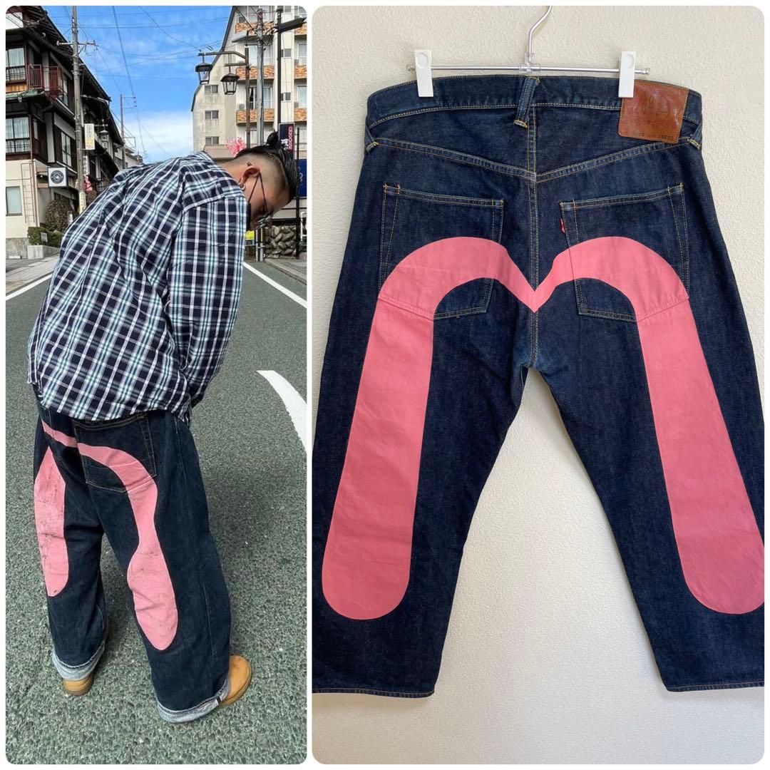 EVISU No.2 Lot.2000 W38×32 ピンク大黒　日本製　カモメ