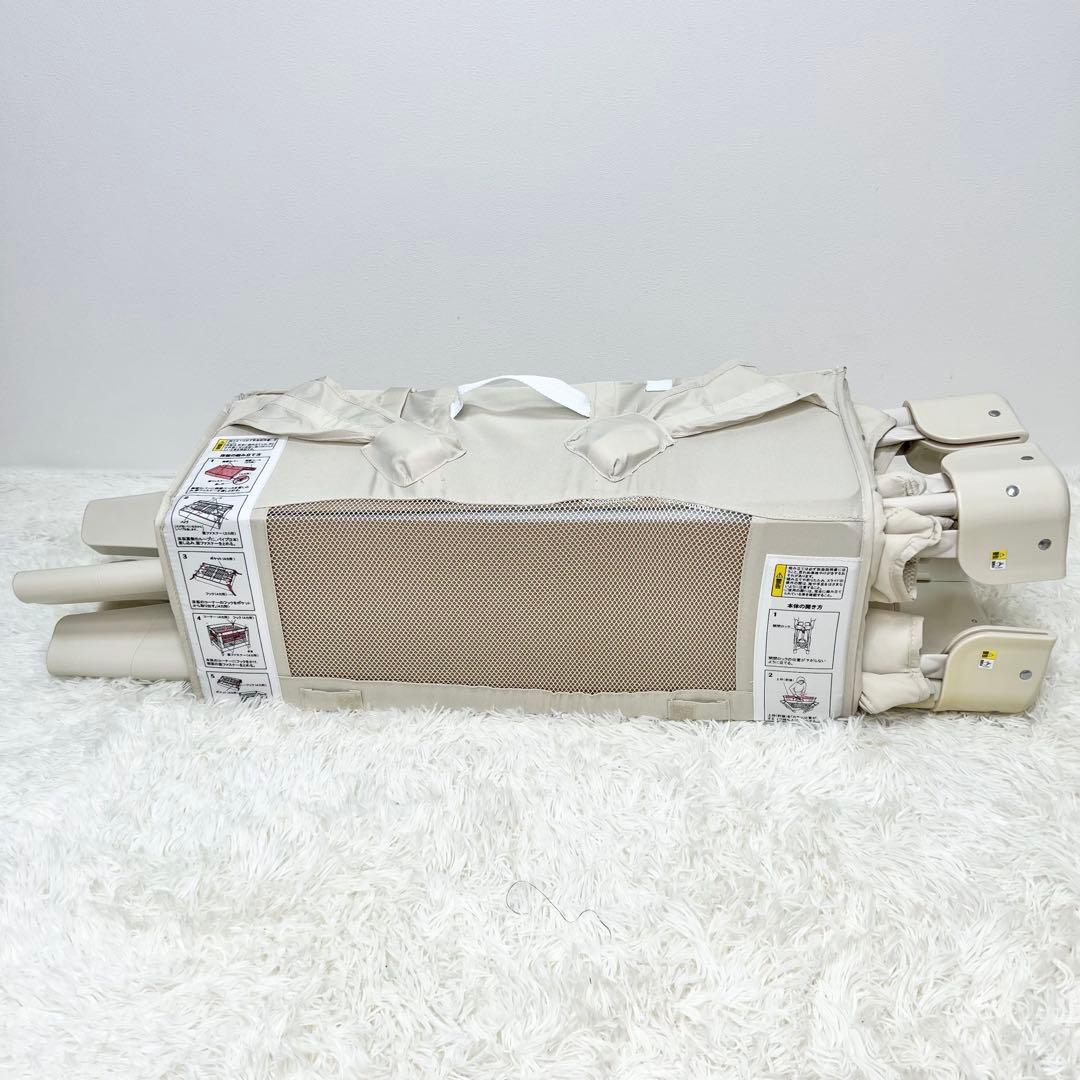 美品 Aprica ココネルエアー ベビーベッド 折りたたみ ミルクホワイト