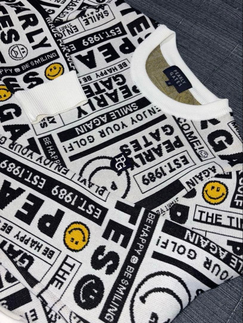 パーリーゲイツ 、ニュースペーパー.ニット素材、セットアップ