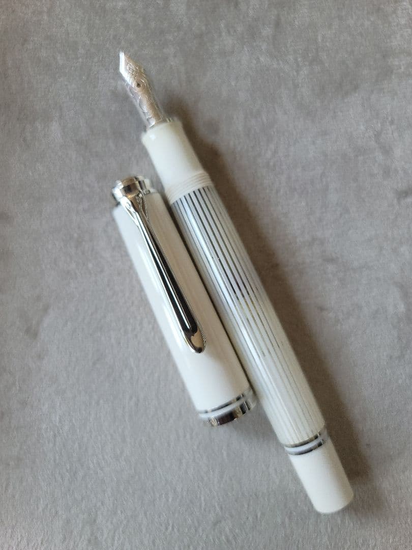 ペリカン 万年筆スーベレーン M605 ホワイトストライプ F 美品 used