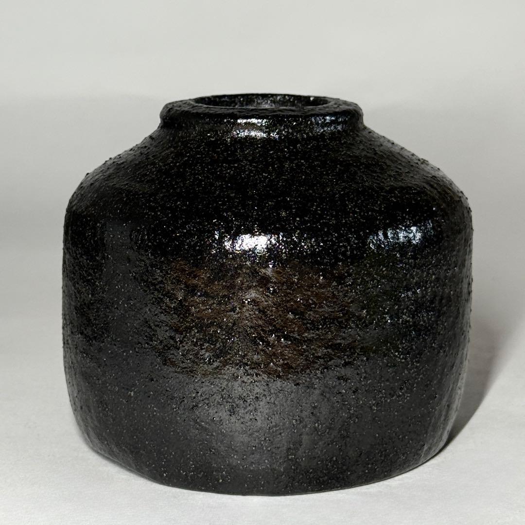 楽焼 長次郎写 禿 黒楽 茶碗 佐々木 昭楽 抹茶碗 茶道具 楽茶碗 共箱 共布