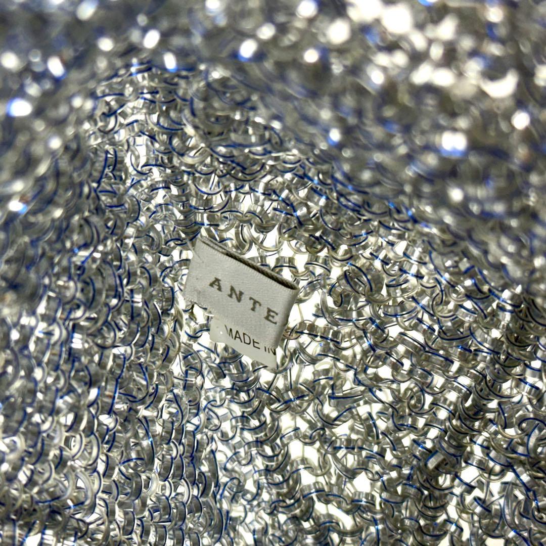 【美品】アンテプリマ ヴォルーメ ワイヤーバッグ チャーム付き ブルー シルバー