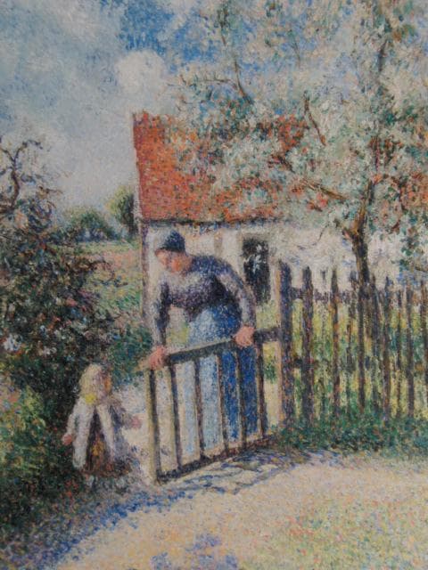 カミーユ・ピサロ、庭の母と子、希少な画集より、状態良好