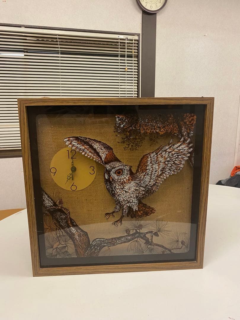 アメリカ製　アンティーク時計　壁掛け時計　フクロウ