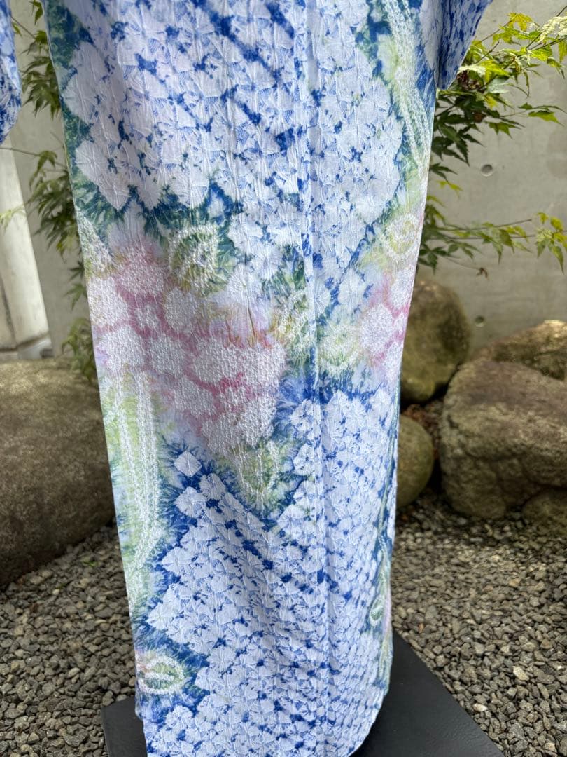 有松絞り浴衣新品 仕立て上りhanashibori白青地