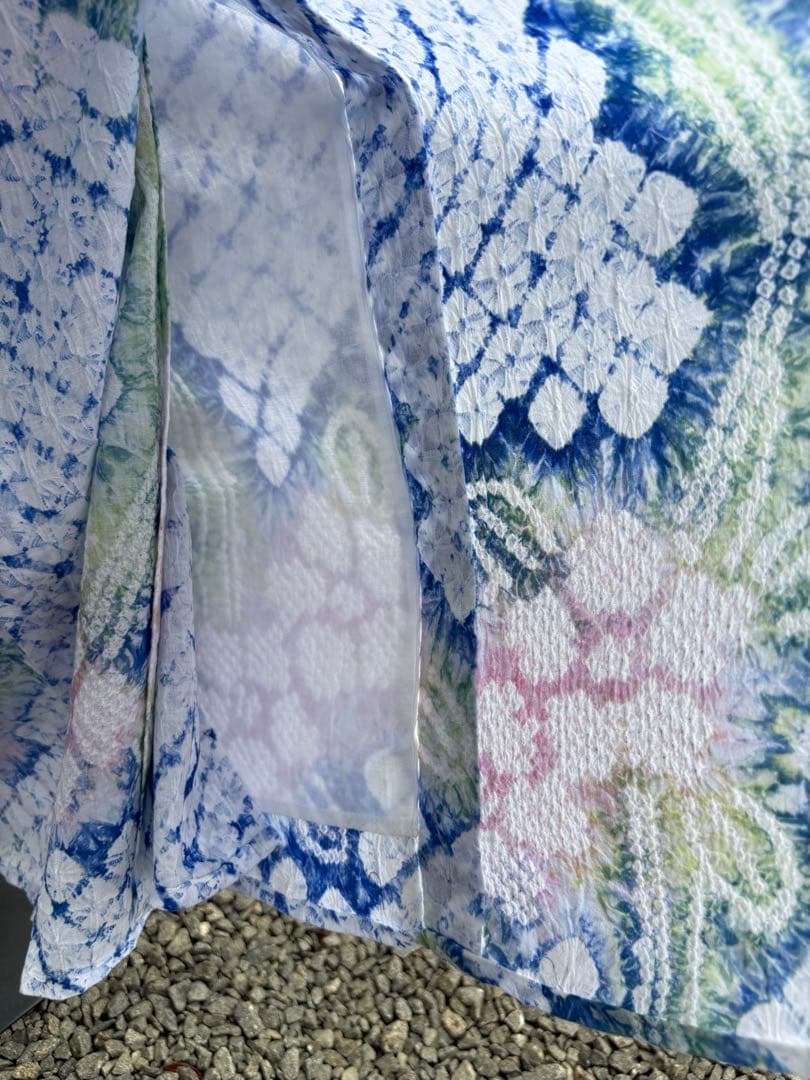 有松絞り浴衣新品 仕立て上りhanashibori白青地