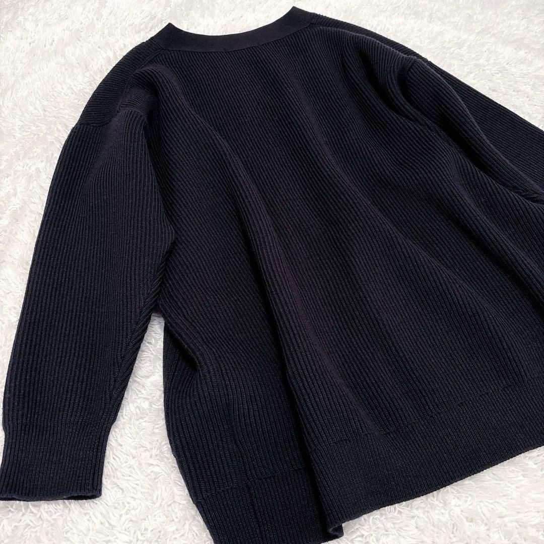 【美品】Plage カーディガン ウール オーバーサイズ ネイビー 人気デザイン