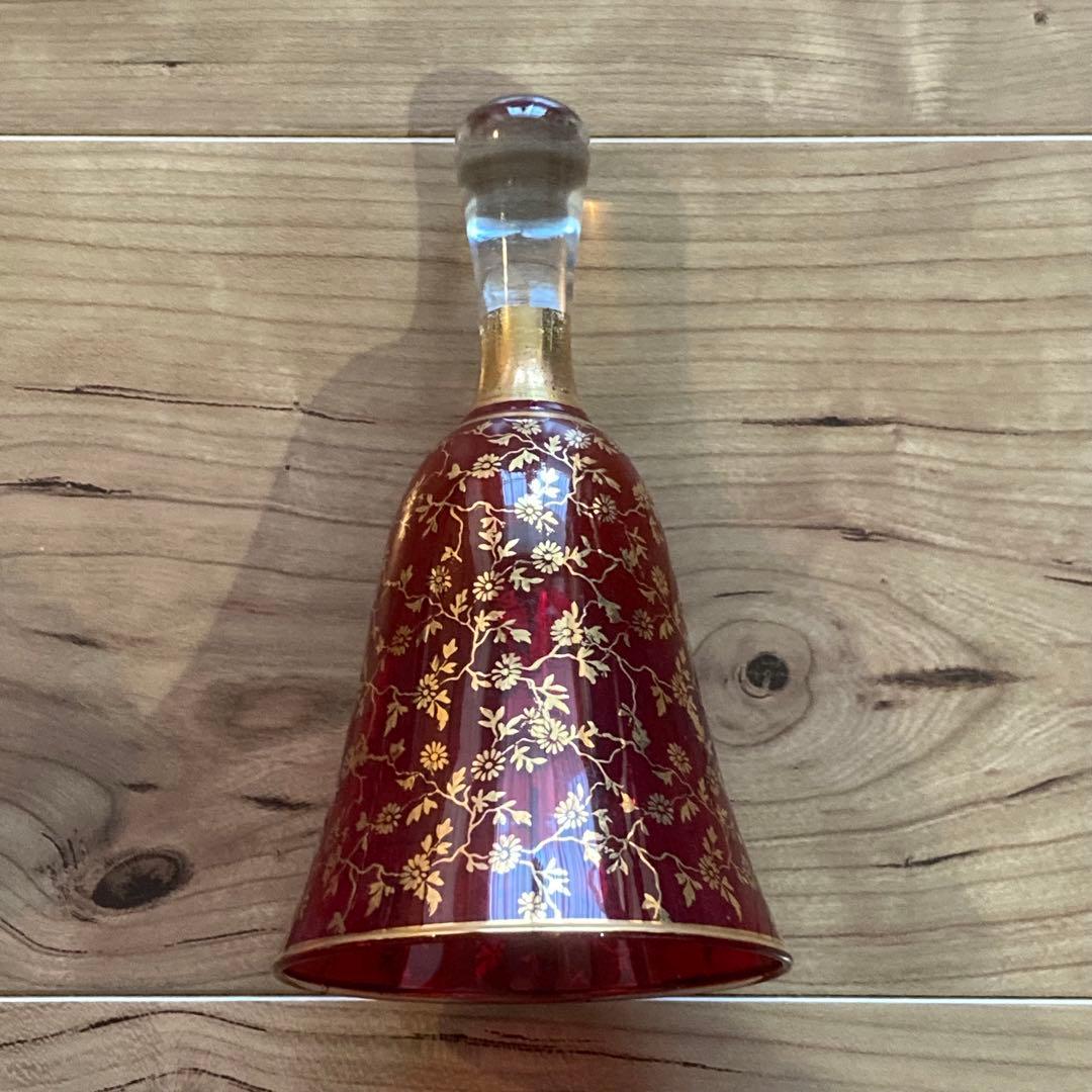 ヴェネツィアングラス 金彩 赤 ガラスベル／イタリア製