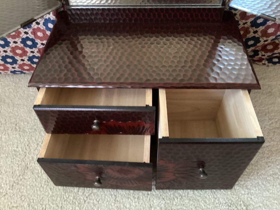 ❤️大寒セール❤️ 鎌倉彫・鏡台・三面鏡・牡丹花・昭和レトロ