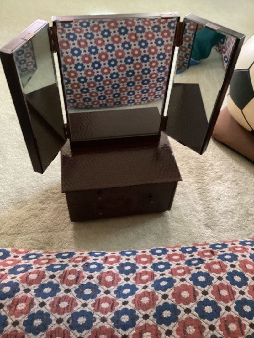 ❤️大寒セール❤️ 鎌倉彫・鏡台・三面鏡・牡丹花・昭和レトロ