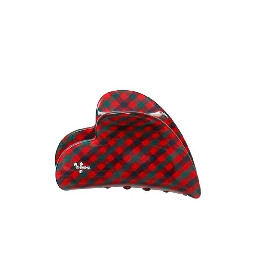 ファミリア　familiar　赤チェック　ヘアクリップ　巾着付き