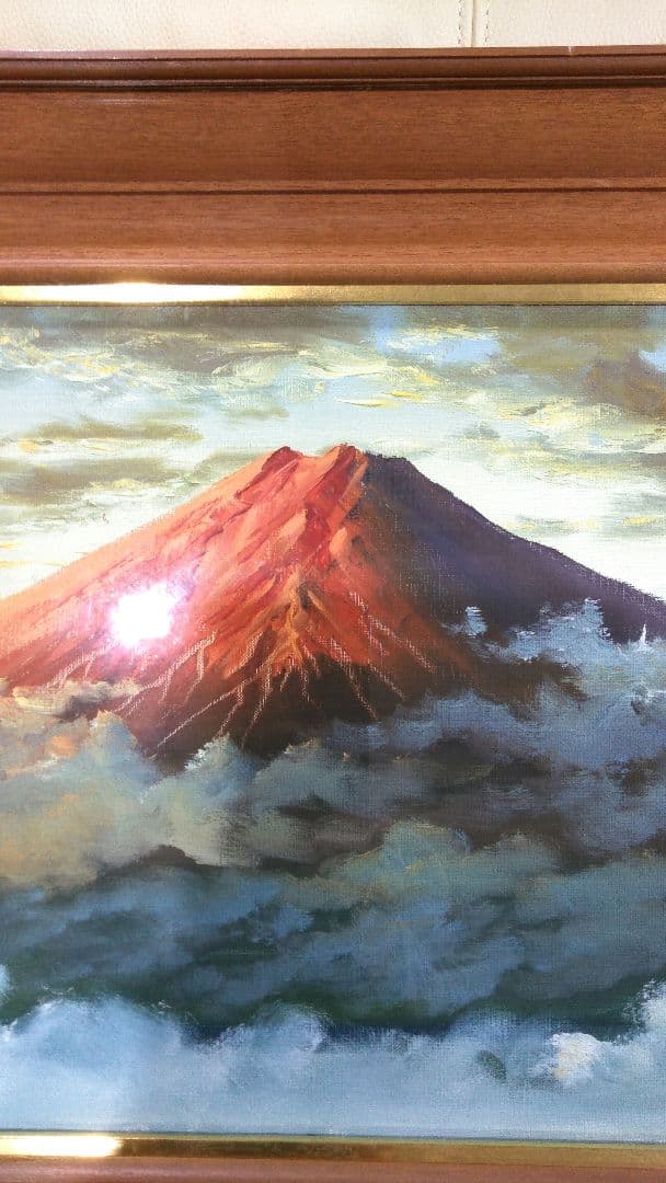 絵画　油絵　油彩画　田代彪　紅富士　富士山　富士