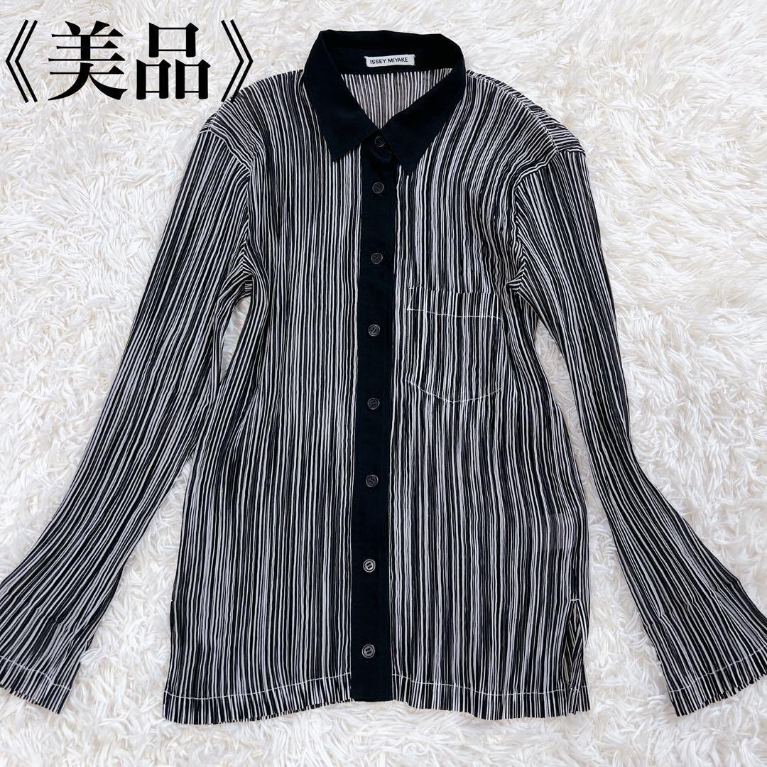 《美品✨希少》イッセイミヤケ プリーツシャツ ストライプ プリーツプリーズ