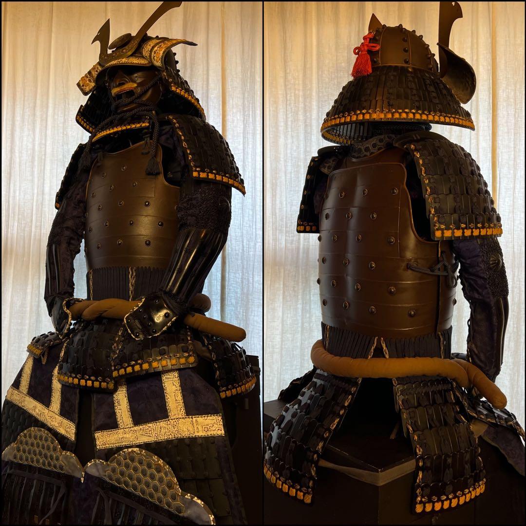 超美品！『薩摩国住光忍十一代作』日本 甲冑 錆胴鉄錆鋲当世具足『鎧 一式』等身大