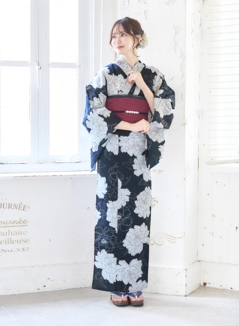 新品 浴衣 セット 浴衣セット ゆかた レディース 大人 白えんじ Y5-25