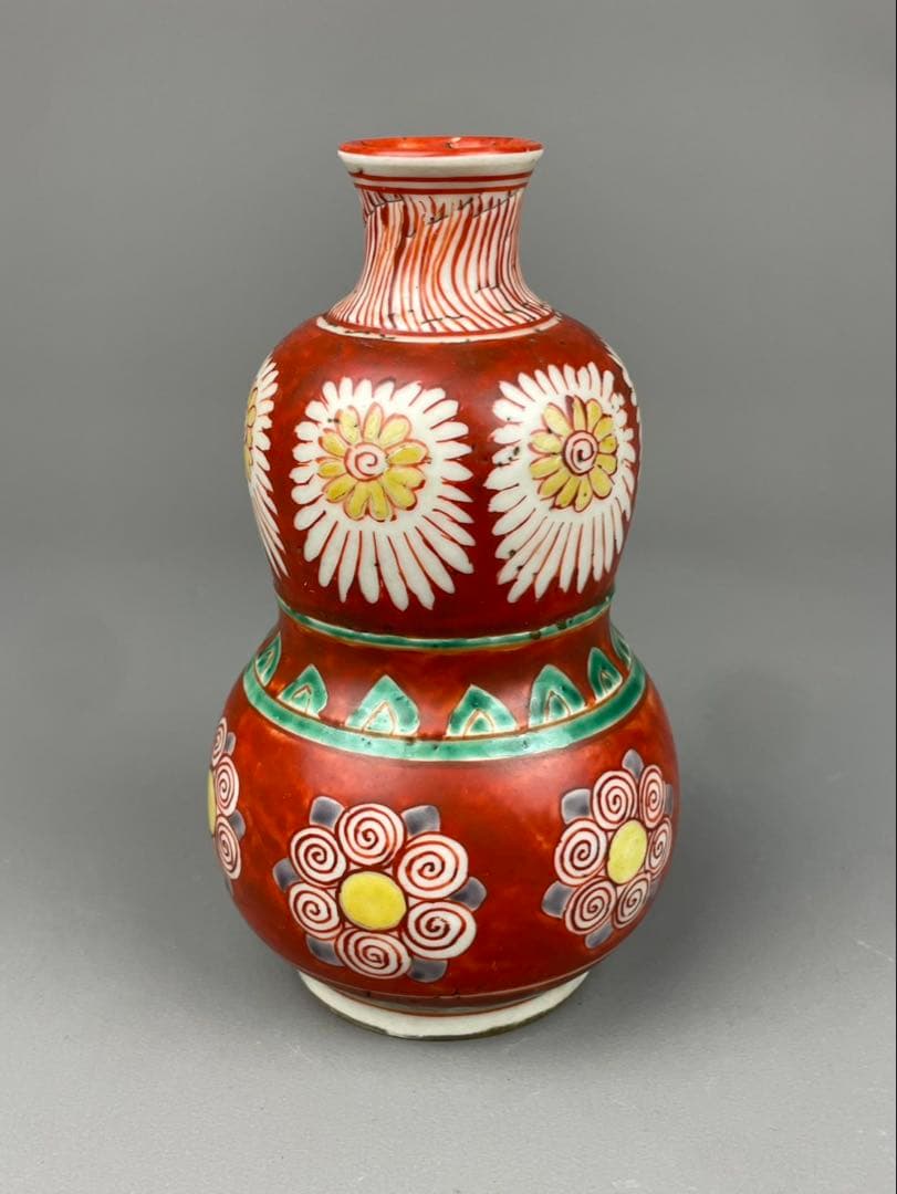 古九谷 青木 木米 造 花草文 瓢箪形 徳利 酒器 菊紋 九谷焼 あおききへい