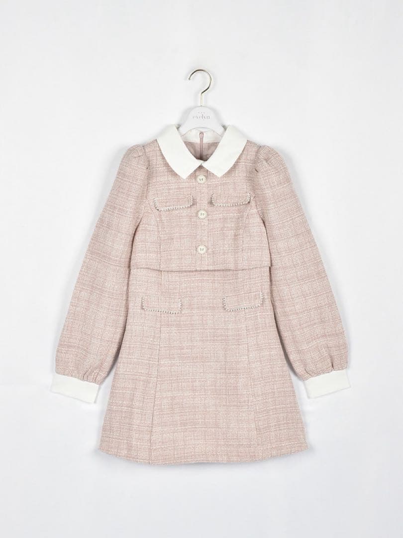 evelyn ツイードミニフレアワンピース