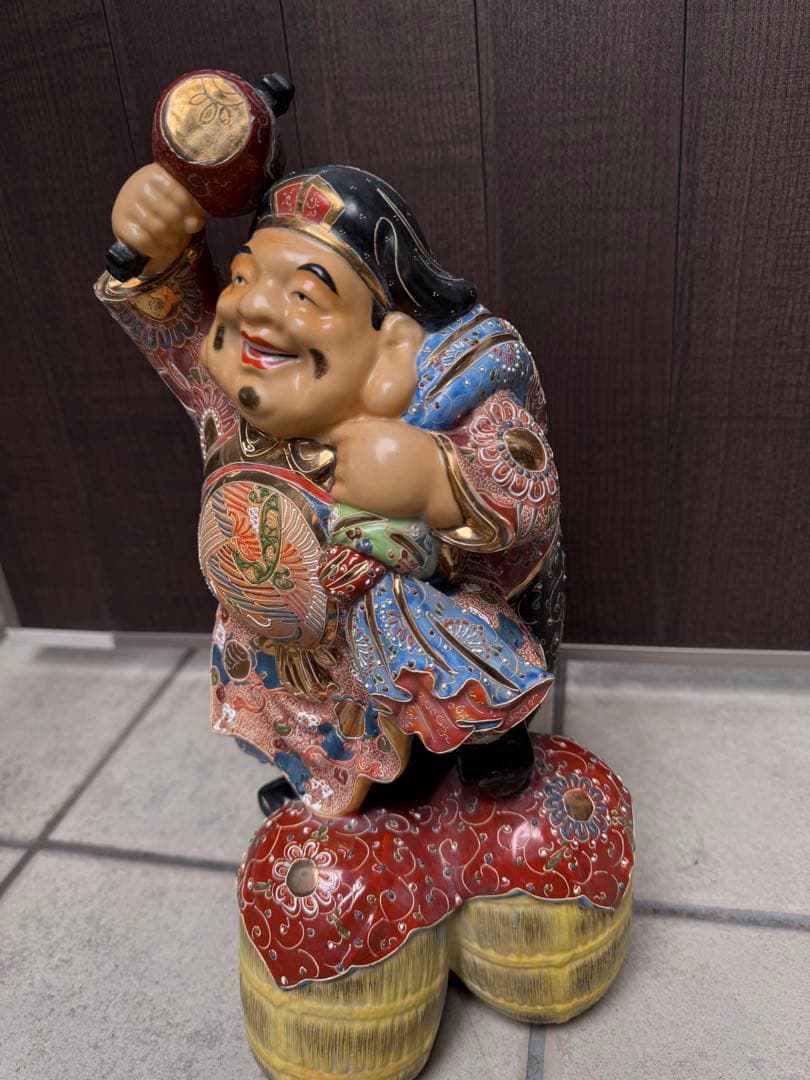九谷焼 大黒天 置物 七福神 古美術品 金彩 骨董品 アンティーク　縁起物