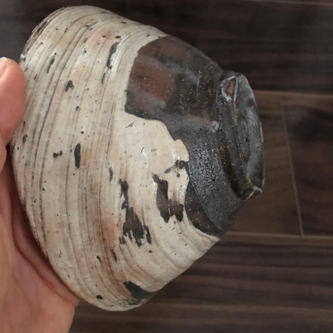 上野焼 三代山岡徹山 香春徹山窯 刷毛目茶碗 二重箱 共箱 仕覆 栞