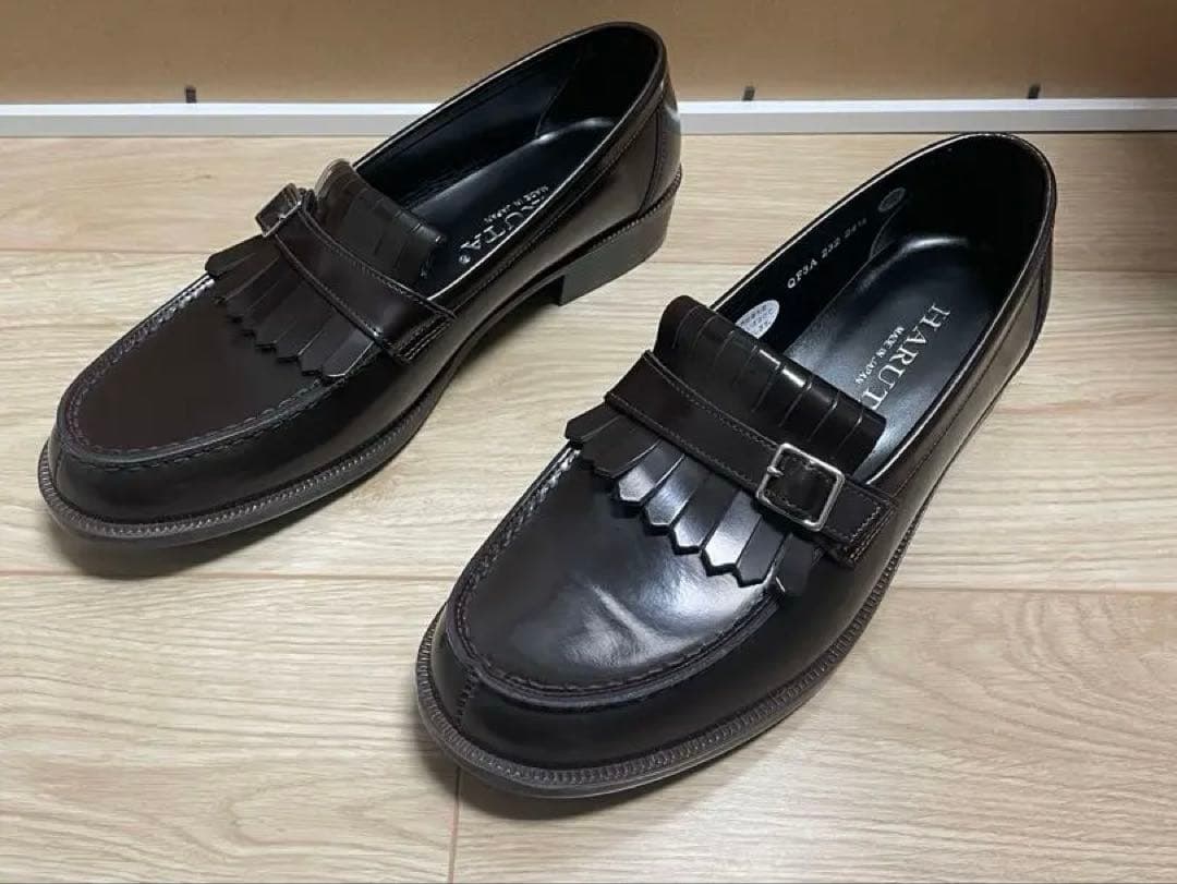 HARUTA ブラウン カジュアルキルトローファー #232 フリンジ付き