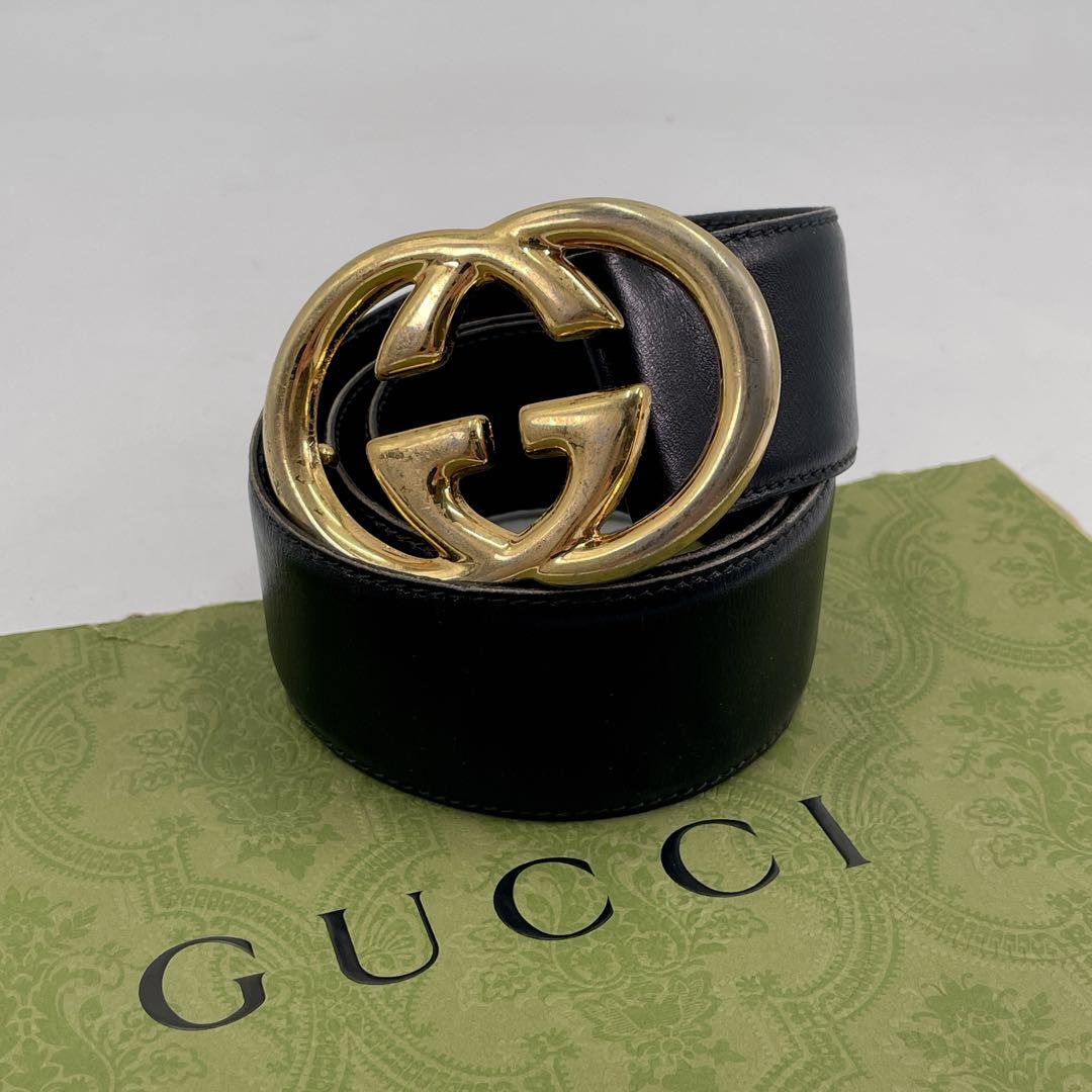 ✨高級✨GUCCI ベルト　インターロッキング　ゴールドバックル　70/28