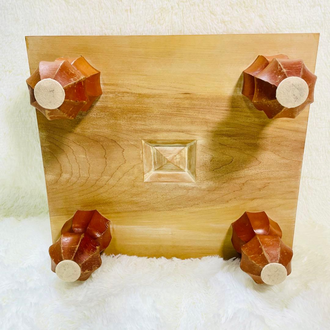 囲碁盤　脚付き　厚み6寸6分　ヘソあり　板目木裏　桐製カバー付き