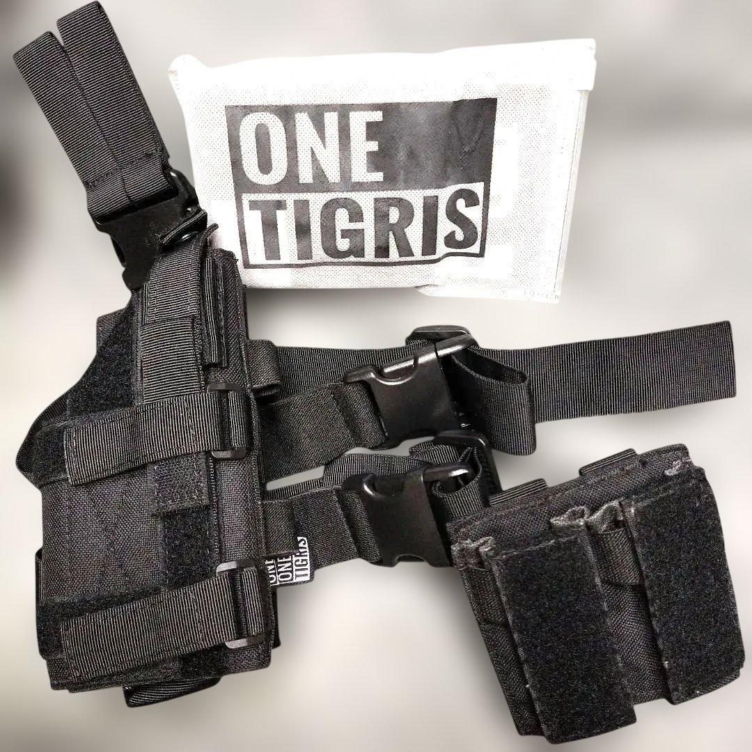 【サバゲ】ONE TIGRIS③点 ブラック レッグホルスター マガジンホルダー