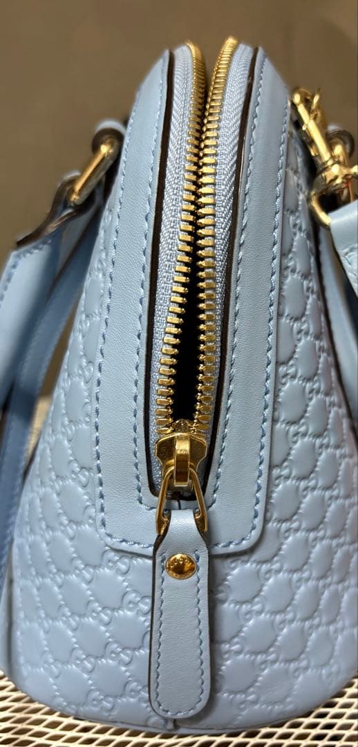 GUCCI グッチ マイクログッチシマ ハンドバッグ 2WAY ライトブルー