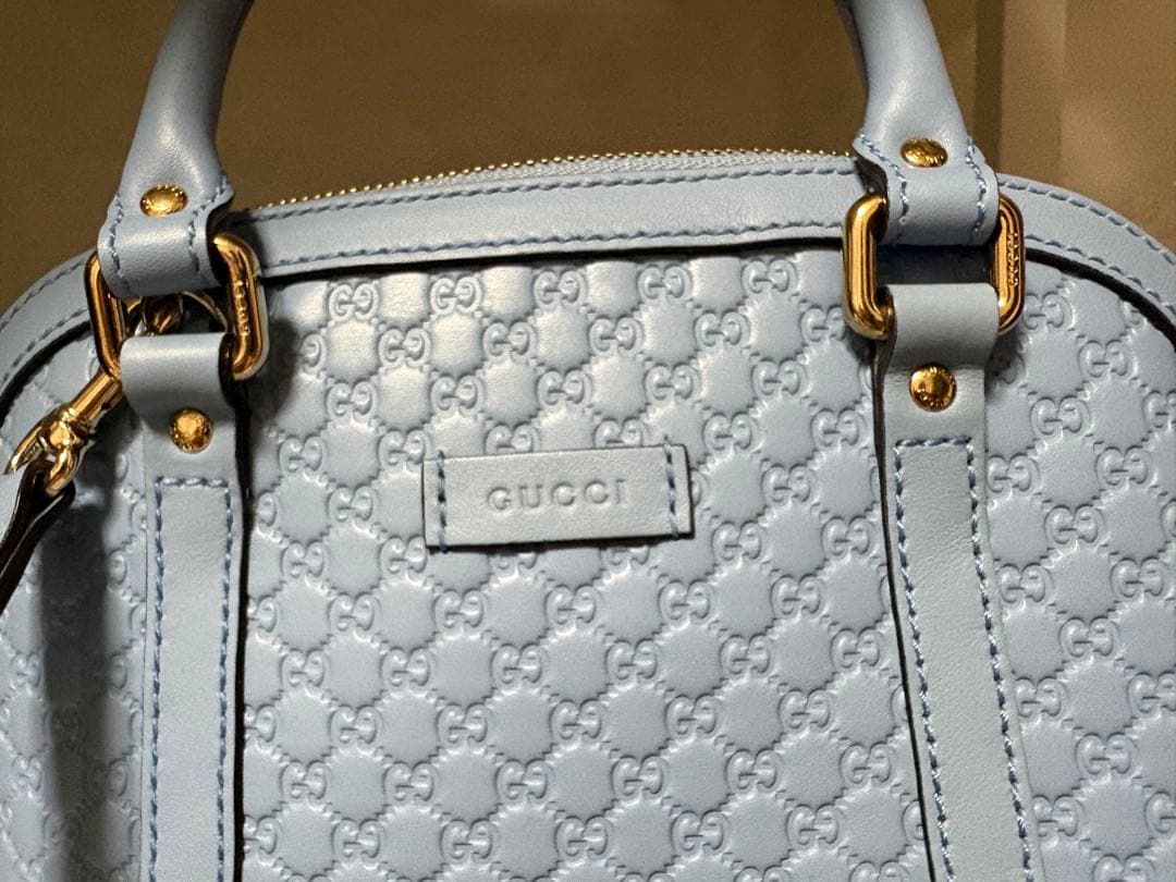 GUCCI グッチ マイクログッチシマ ハンドバッグ 2WAY ライトブルー