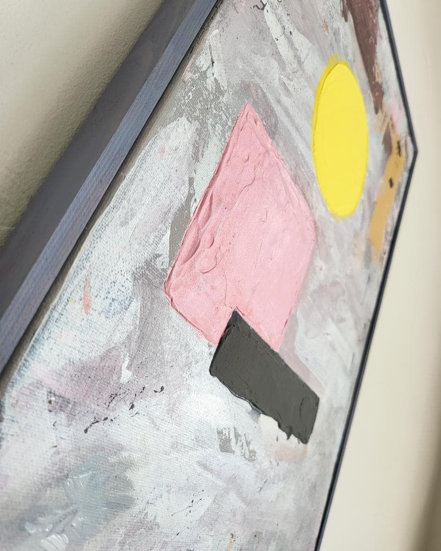 理想的な配置/ 抽象画 キャンバス 額セット 44×32㎝ 原画1点のみ モダン