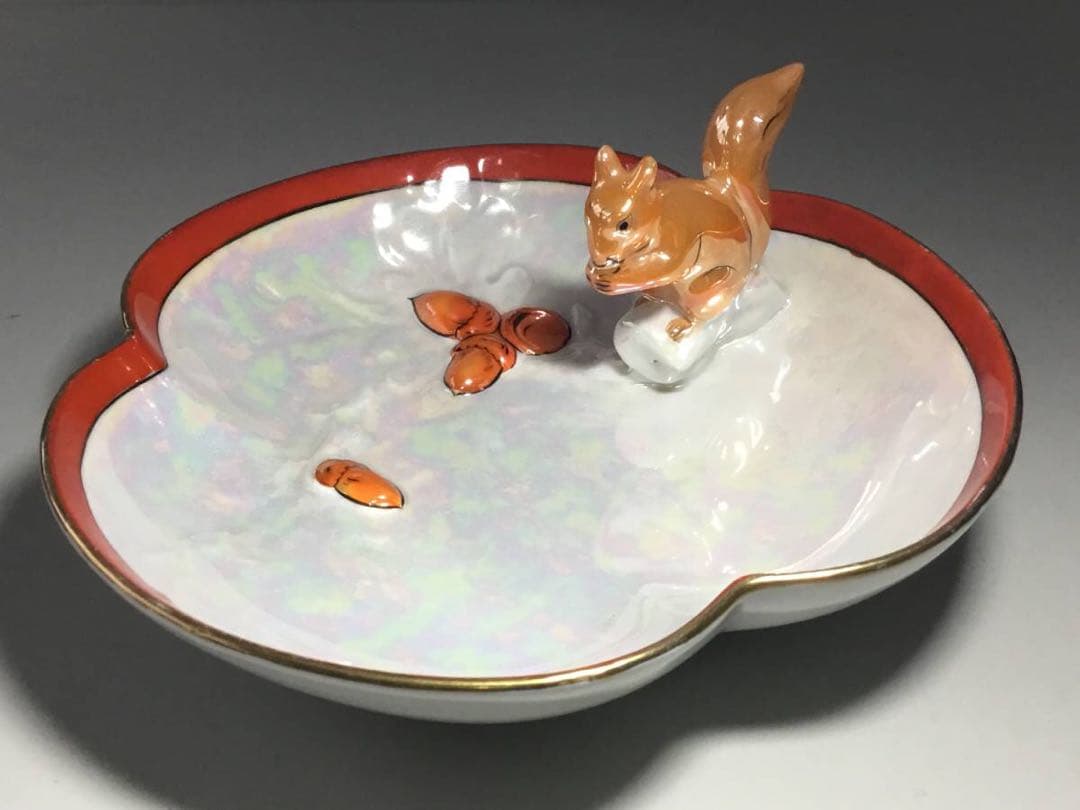 オールドノリタケ◆ドングリとリス◆ボウル 深皿 菓子皿 フィギュリン 森村