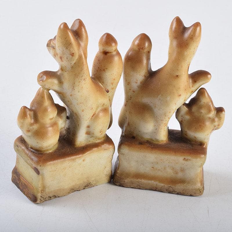 陶器製　色絵金彩　お稲荷さん　狐　3点まとめて　C　R9213